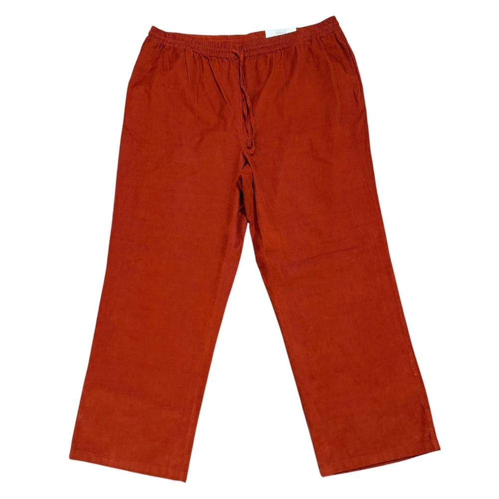 Style & Co‎ Boho Corduroy Straight Leg Pants Red Syrup Elastic Waist Size XL NWT